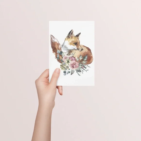Watercolor Red Fox Wall Art Print Poster Illustration Unframed - Picture 8 of 17
